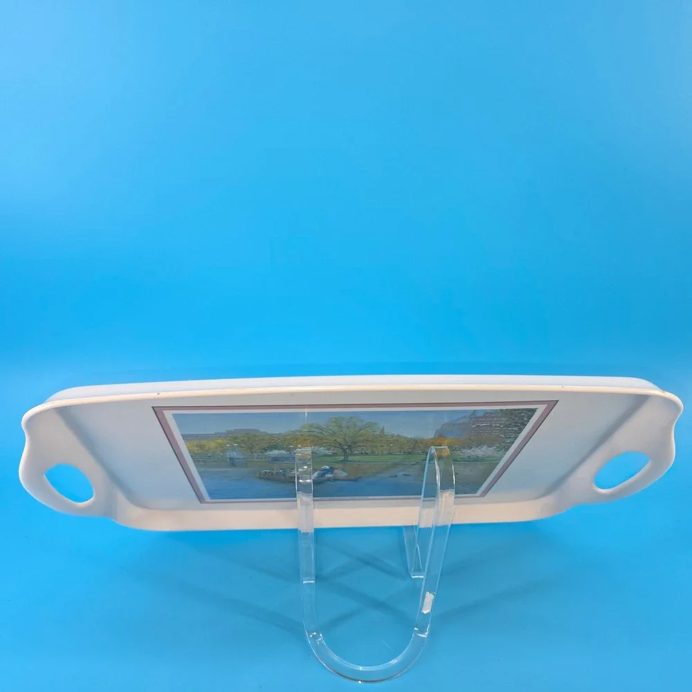 Cloverleaf England Boston Public Garden Swan Boat Melamine Serving Tray Fontaine